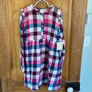 NWT jumping beans dress size 8 - flannel plaid with silver threads!